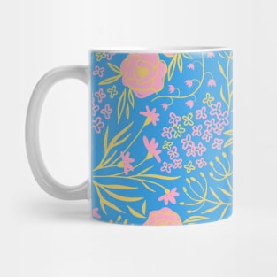 Tranquil Blue Floral Pattern Mug